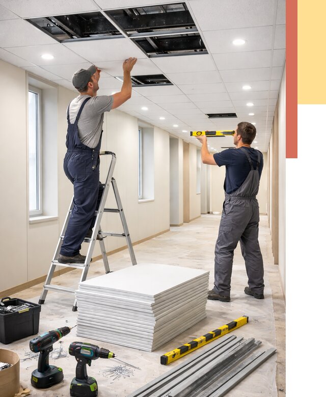 Ремонт потолка Армстронг в Нижнекамске от 4563 руб. — быстро и недорого | ОТДЕЛОЧНИК-Нжм