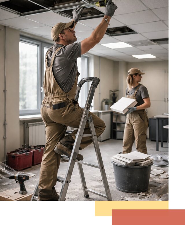 Ремонт потолка Армстронг и замена плит в Нижнекамске