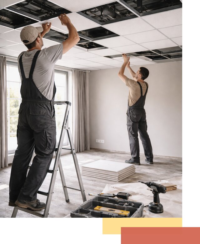 Замена плит подвесного потолка в Нижнекамске быстро и качественно