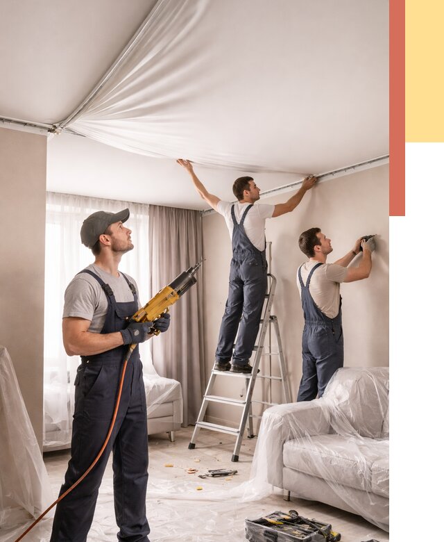 Установка натяжного потолка в Нижнекамске от 4563 руб. | Быстро и недорого — ОТДЕЛОЧНИК-Нжм