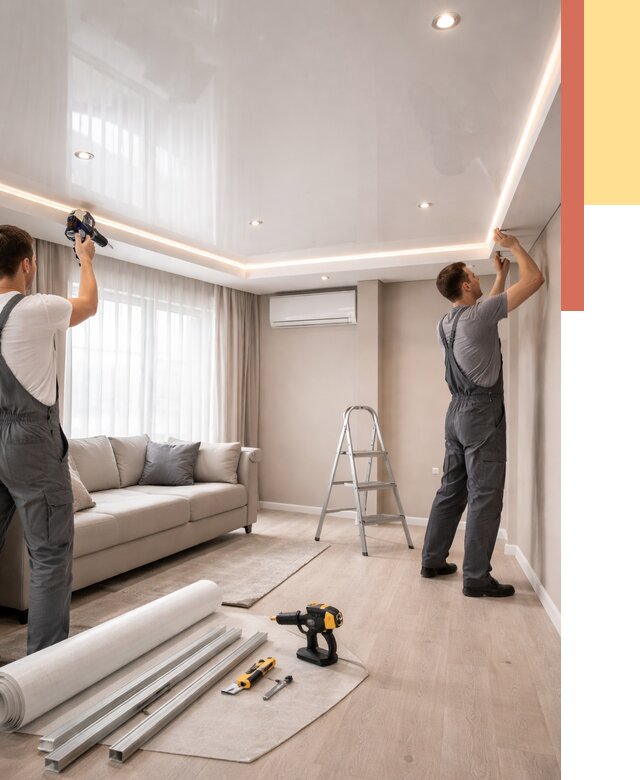 Монтаж глянцевого натяжного потолка в Нижнекамске от 760 руб. под ключ | ОТДЕЛОЧНИК-Нжм