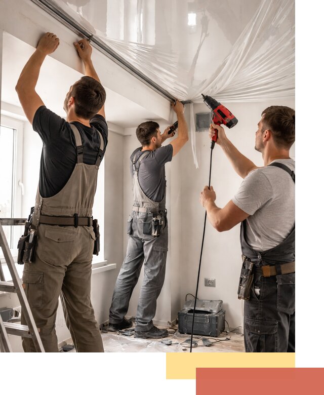 Монтаж глянцевого натяжного потолка в Нижнекамске быстро и качественно