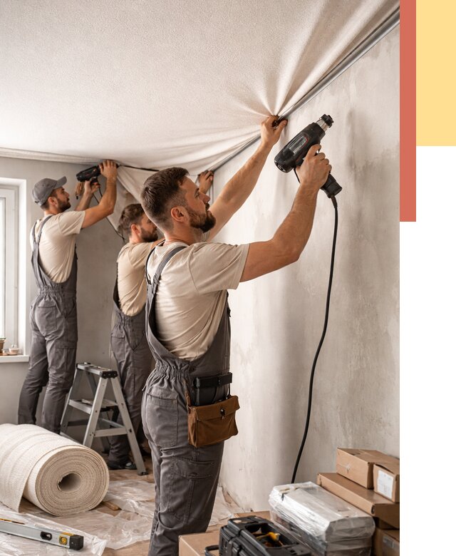 Монтаж фактурного натяжного потолка в Нижнекамске от 760 руб. — ОТДЕЛОЧНИК-Нжм