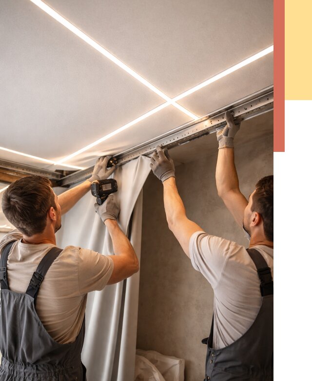 Монтаж натяжного потолка со световыми линиями в Нижнекамске от 1217 руб. | ОТДЕЛОЧНИК-Нжм