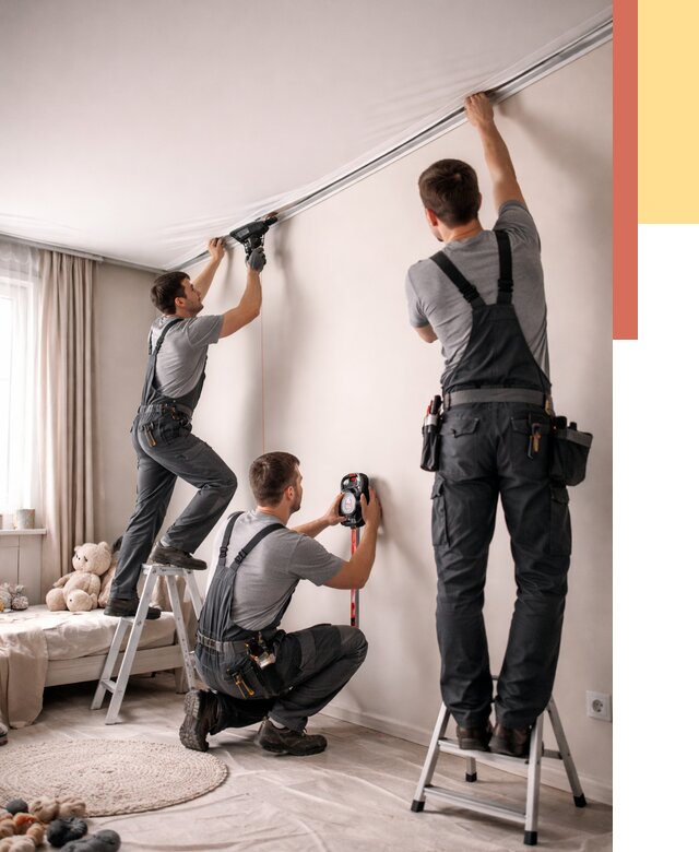 Монтаж натяжного потолка в детской в Нижнекамске от 3549 руб. — быстро и недорого | ОТДЕЛОЧНИК-Нжм