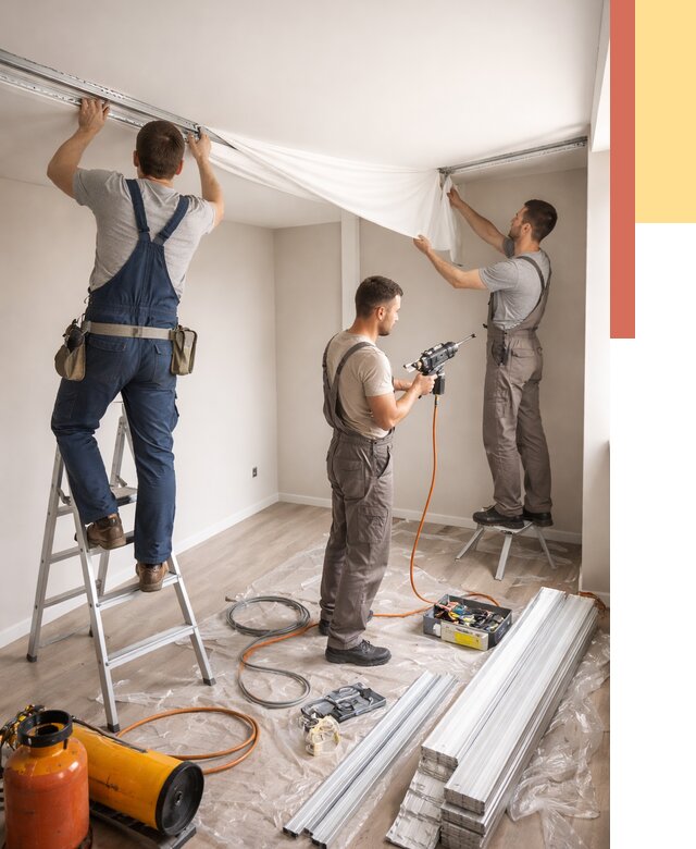 Монтаж натяжного потолка в студии в Нижнекамске от 5576 руб. — быстро и недорого | ОТДЕЛОЧНИК-Нжм