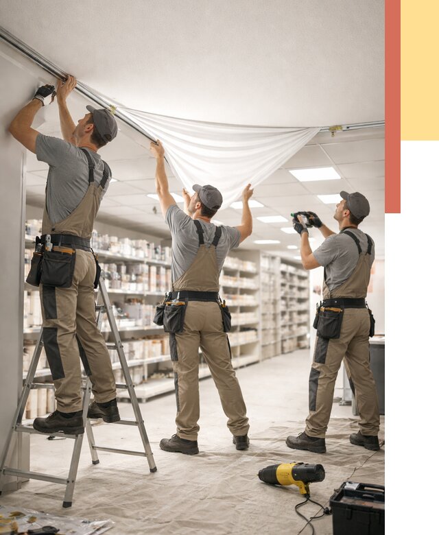 Монтаж натяжного потолка в магазине в Нижнекамске от 4563 руб. быстро и недорого | ОТДЕЛОЧНИК-Нжм