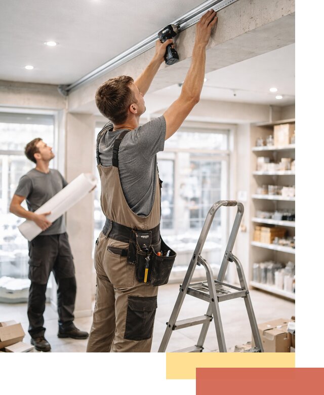 Монтаж натяжных потолков в магазине в Нижнекамске