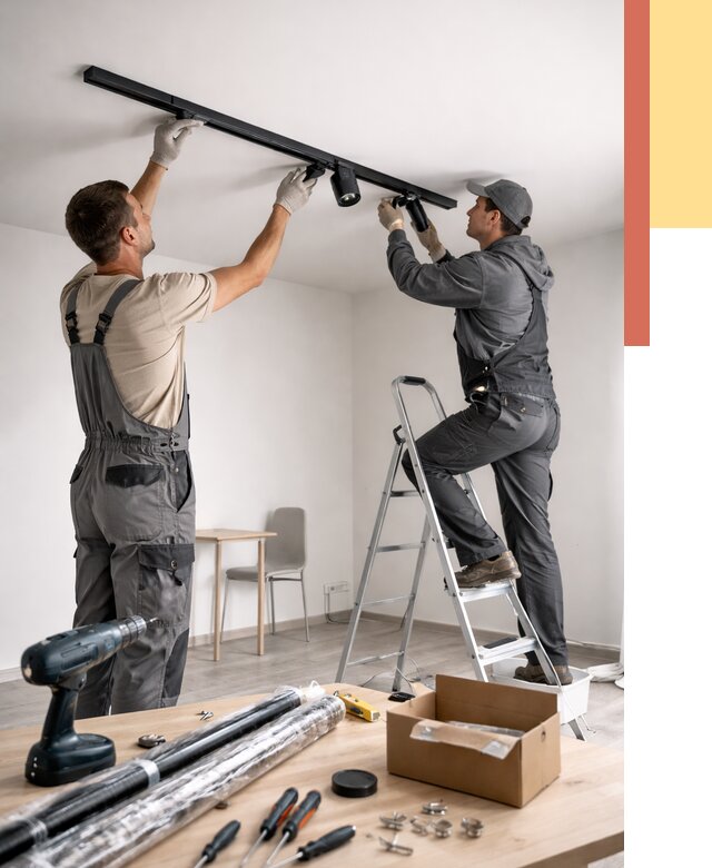 Установка трековых светильников в натяжной потолок в Нижнекамске от 4258 руб. | ОТДЕЛОЧНИК-Нжм