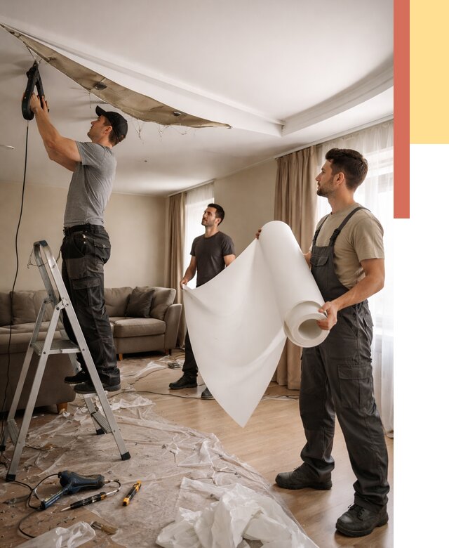 Замена полотна натяжного потолка в Нижнекамске от 9632 руб. быстро и недорого | ОТДЕЛОЧНИК-Нжм