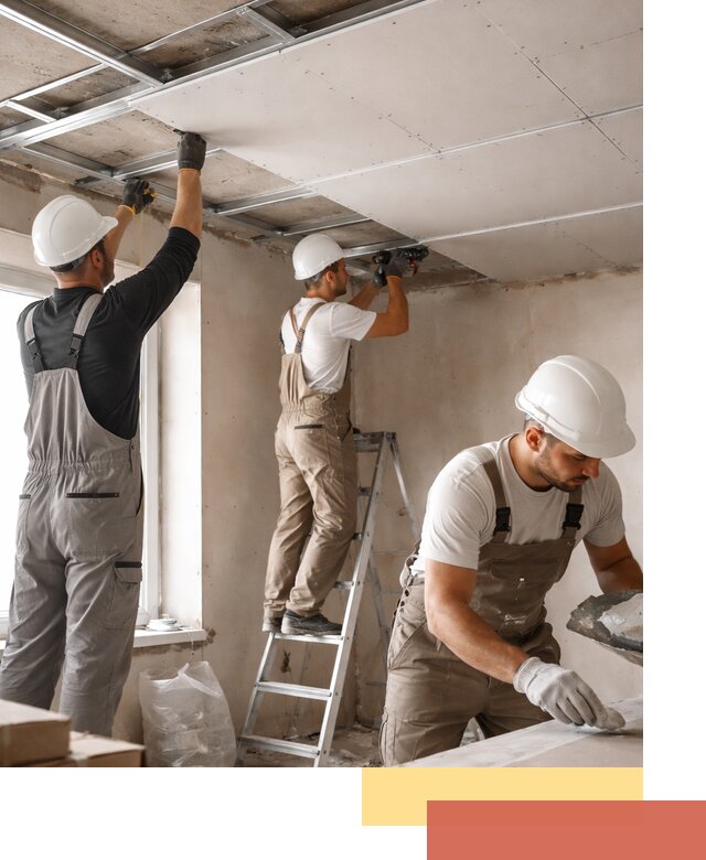 Одноуровневый потолок из гипсокартона в Нижнекамске — монтаж и отделка