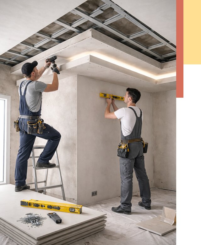 Двухуровневый потолок из гипсокартона в Нижнекамске от 1470 руб. под ключ | ОТДЕЛОЧНИК-Нжм