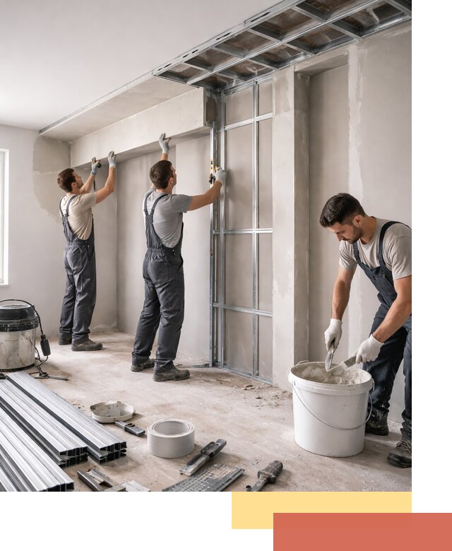 Монтаж потолка из гипсокартона с нишей в Нижнекамске