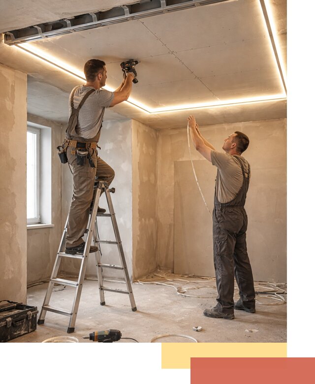 Потолок из гипсокартона с подсветкой в Нижнекамске