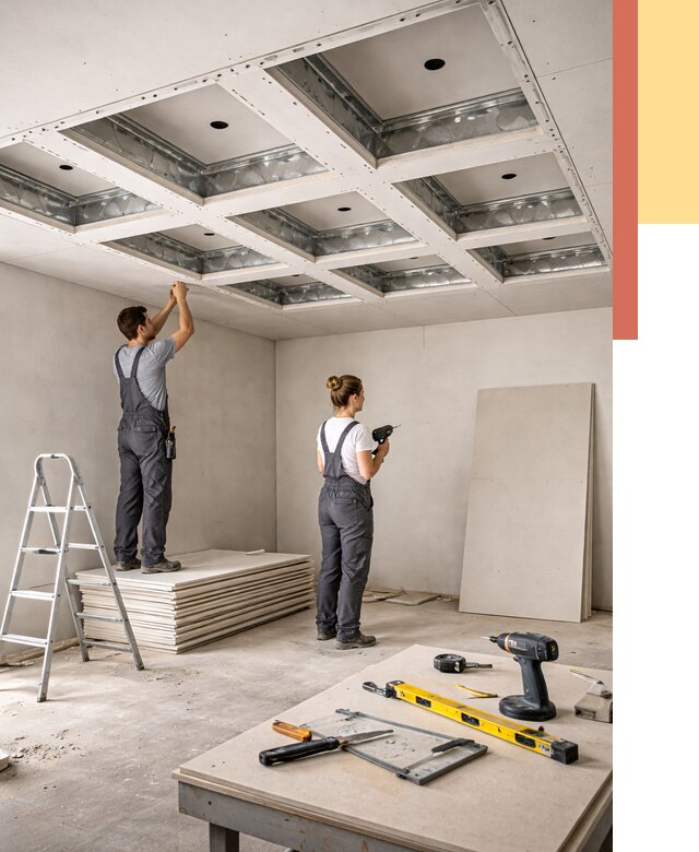 Кессонный потолок из гипсокартона в Нижнекамске от 1876 руб. — монтаж и под ключ | ОТДЕЛОЧНИК-Нжм