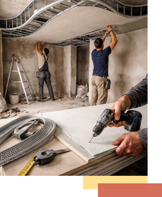 Криволинейный потолок из гипсокартона в Нижнекамске — монтаж и отделка