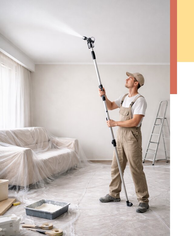 Покраска потолка краскопультом в Нижнекамске от 4563 руб. быстро и недорого | ОТДЕЛОЧНИК-Нжм