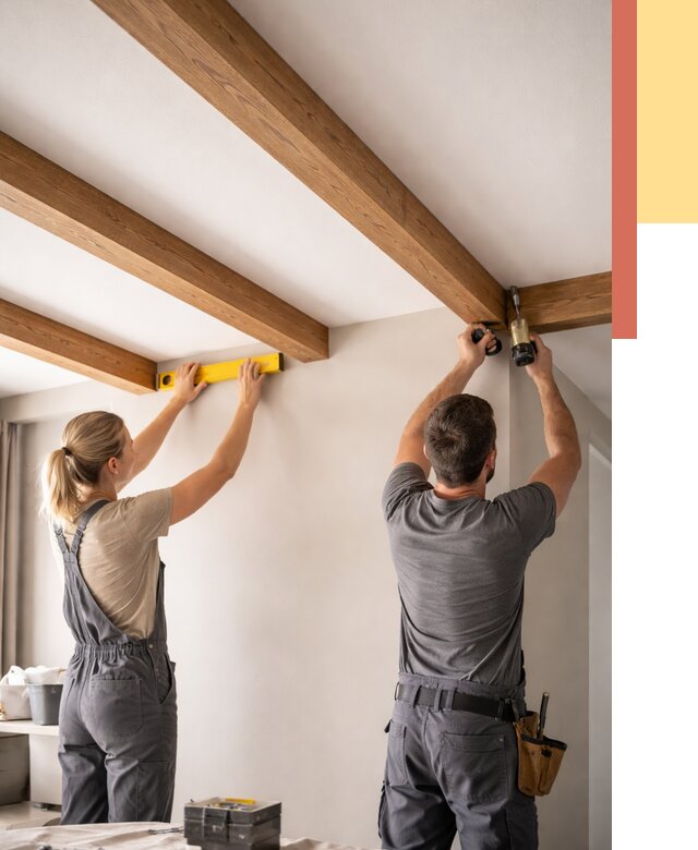 Монтаж декоративных балок на потолок в Нижнекамске от 4258 руб. — ОТДЕЛОЧНИК-Нжм